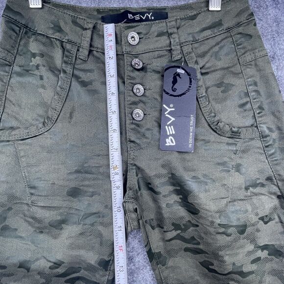 Bevy Jeans Womens 24 Camo Komando Pants Stretch Jegging Button Fly Streetwear - Picture 5 of 7